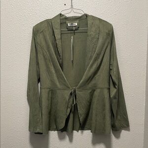 Paparazzi Olive Women's Blazer with Tie Front Size L